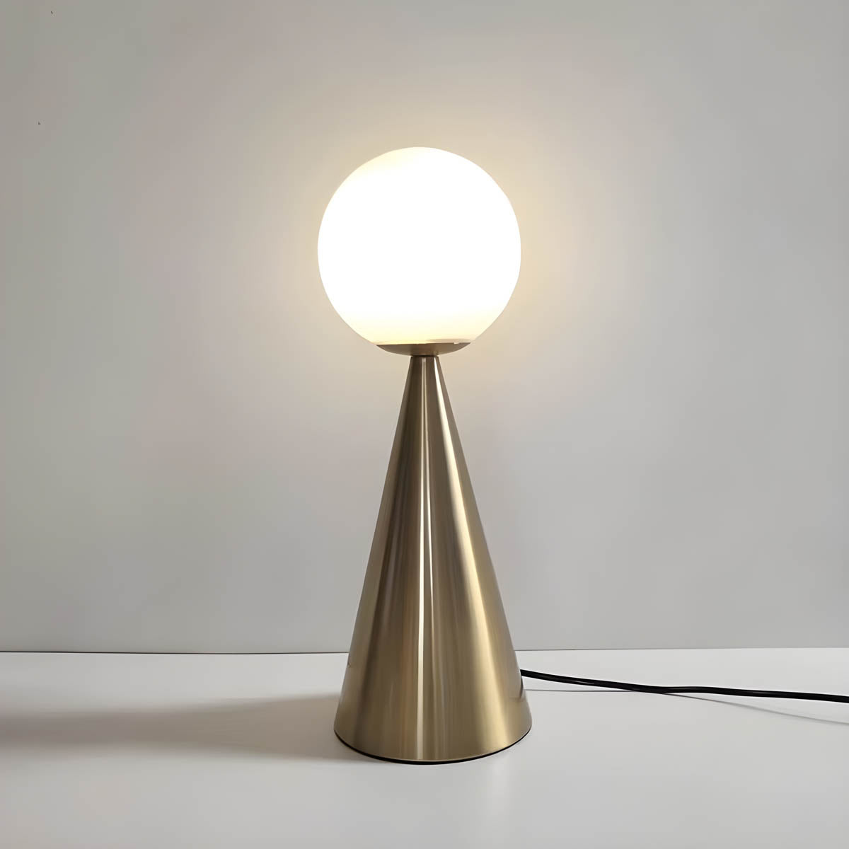 GEORGIA Modern Table Lamp | Glass Globe with Brass or Black Base - Styyler