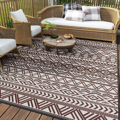 Enhance your space with the Geometra Washable Outdoor Rug, perfect for patios, kitchens, and gardens.