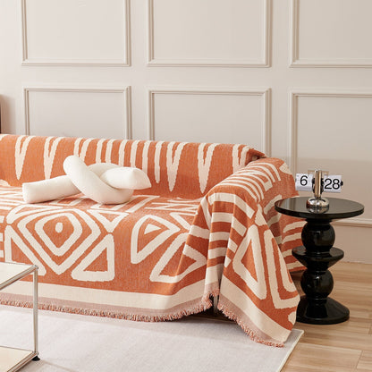Tulum Geometric Boho Sofa Cover | Machine-Washable Throw Blanket for Pets and Kids