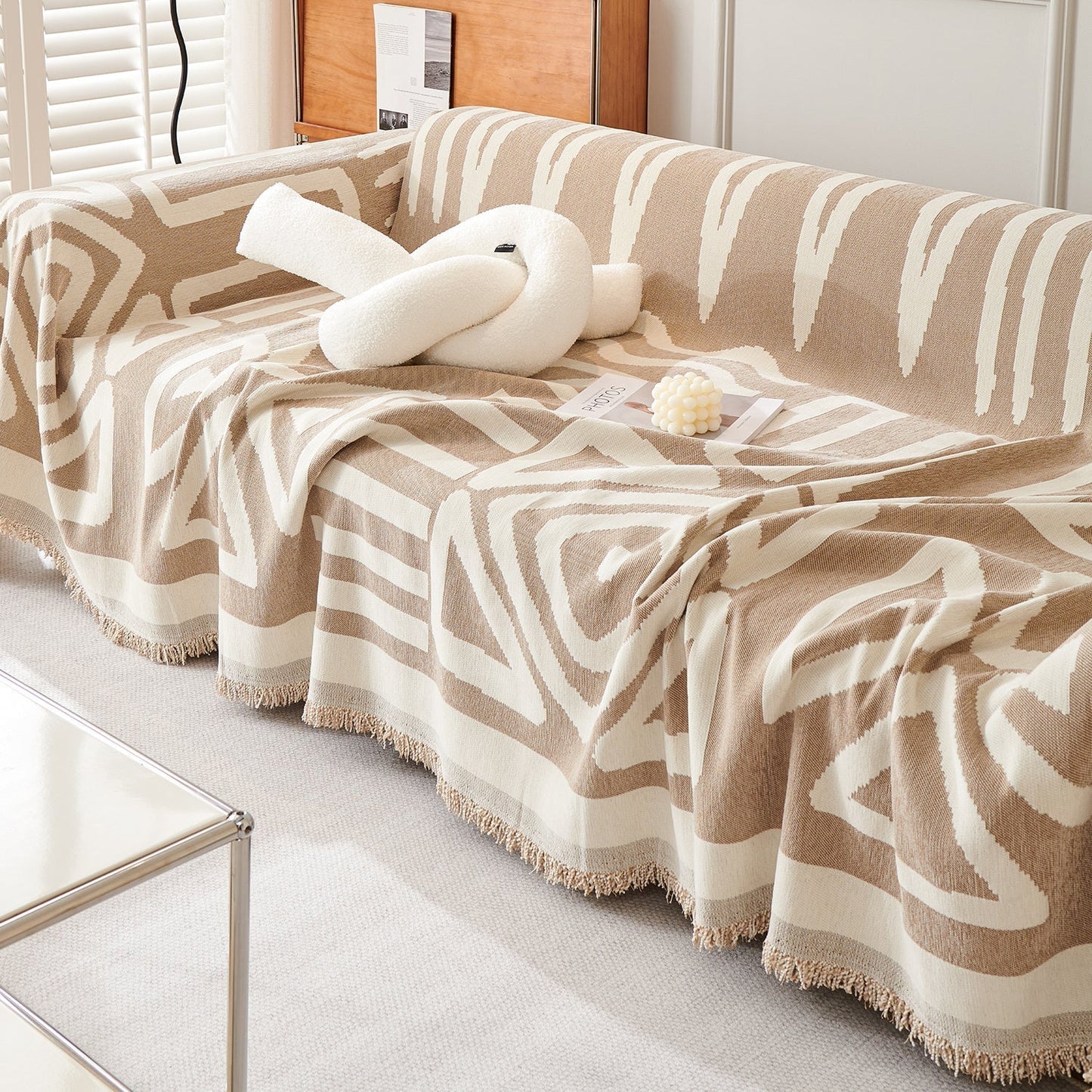 Tulum Geometric Boho Sofa Cover | Machine-Washable Throw Blanket for Pets and Kids