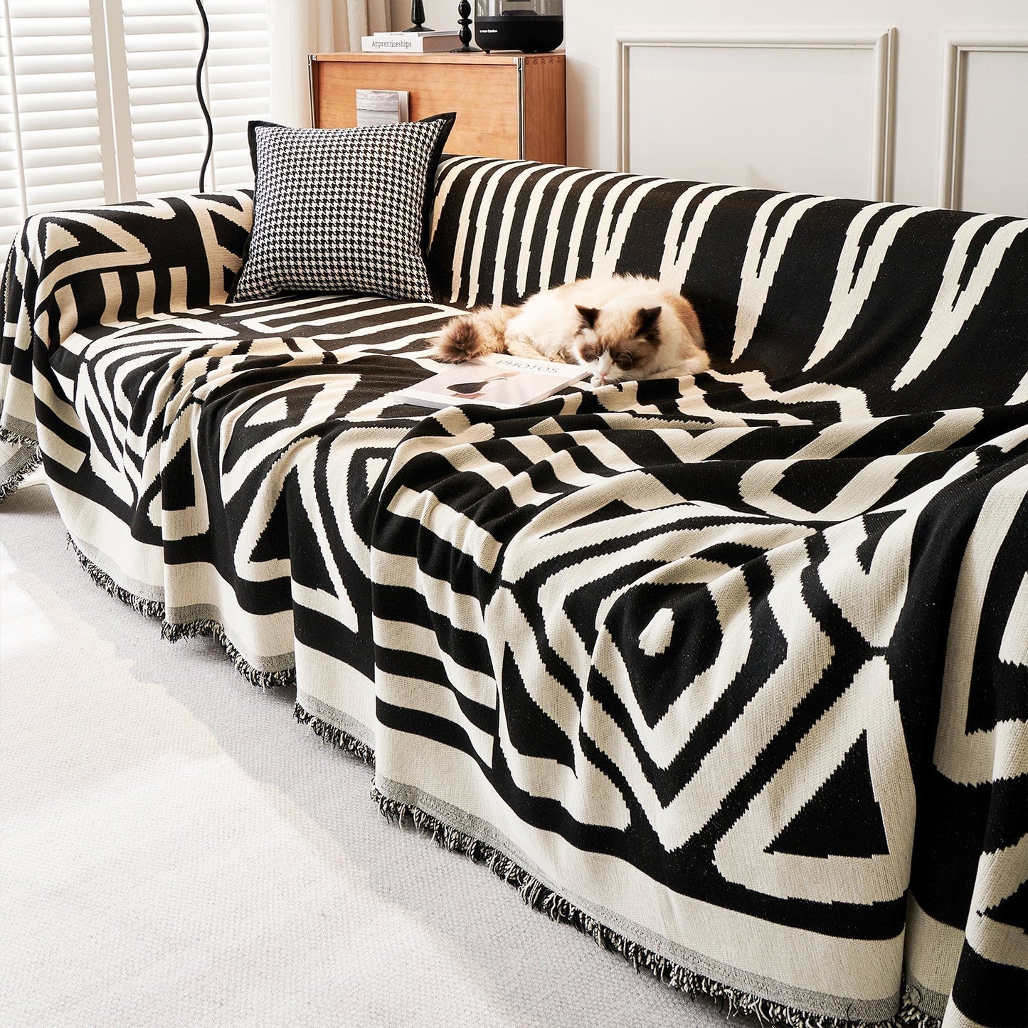Tulum Geometric Boho Sofa Cover | Machine-Washable Throw Blanket for Pets and Kids