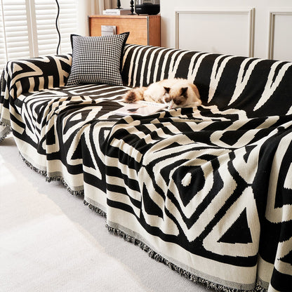 Tulum Geometric Boho Sofa Cover | Machine-Washable Throw Blanket for Pets and Kids