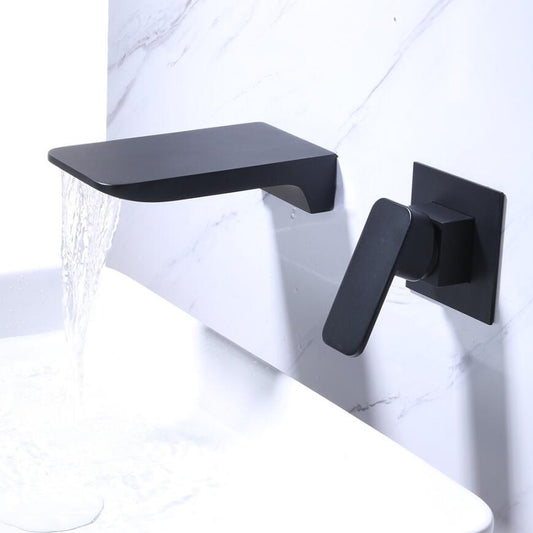 Kelsye Wall Mounted Bathroom Taps in Chrome, Black, and Gold Finishes with Waterfall Design 0