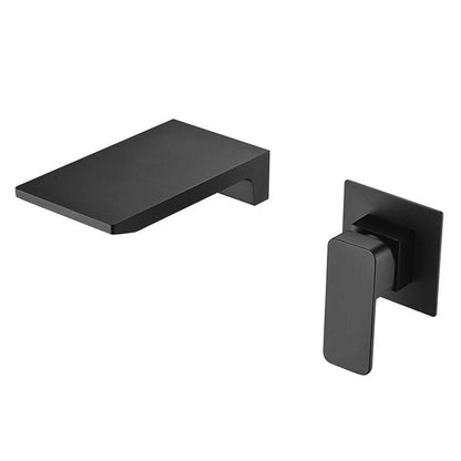 Kelsye Wall Mounted Bathroom Taps in Chrome, Black, and Gold Finishes with Waterfall Design 3