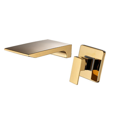 Kelsye Wall Mounted Bathroom Taps in Chrome, Black, and Gold Finishes with Waterfall Design 4