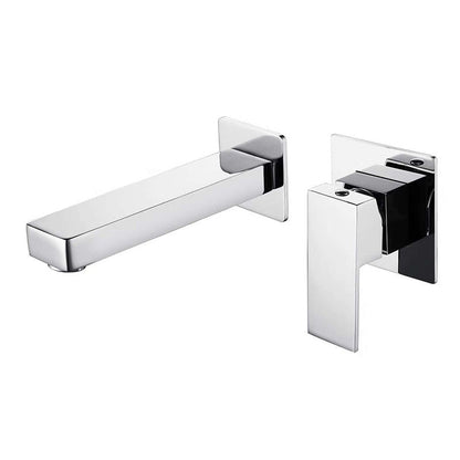 Kelsye Wall Mounted Bathroom Taps in Chrome, Black, and Gold Finishes with Waterfall Design 7