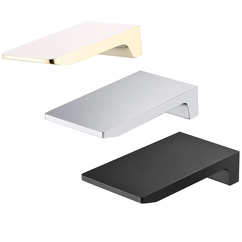 Kelsye Wall Mounted Bathroom Taps in Chrome, Black, and Gold Finishes with Waterfall Design 8