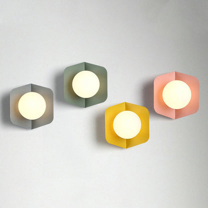 Luna Wall Sconce Lighting in Grey Pink Yellow Green - Modern Metal and Glass Design 2