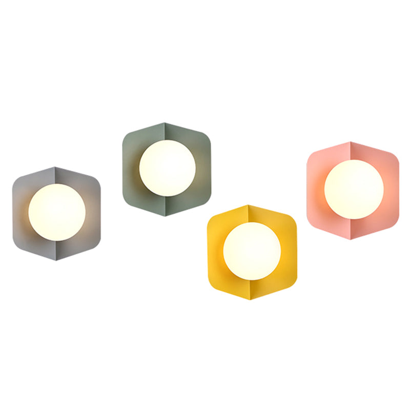 Luna Wall Sconce Lighting in Grey Pink Yellow Green - Modern Metal and Glass Design 3