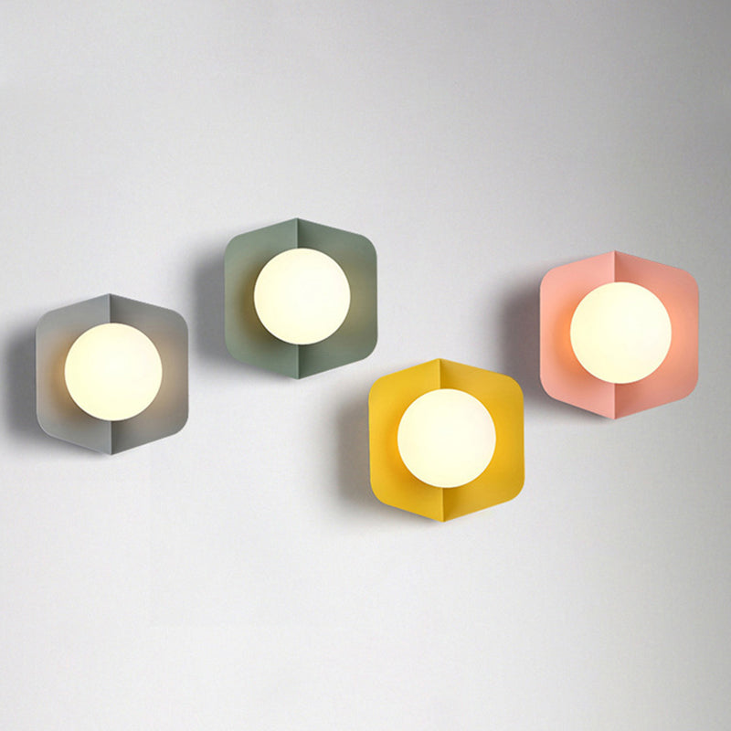 Luna Wall Sconce Lighting in Grey Pink Yellow Green - Modern Metal and Glass Design 4