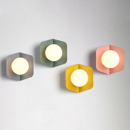 Luna Wall Sconce Lighting in Grey Pink Yellow Green - Modern Metal and Glass Design 4