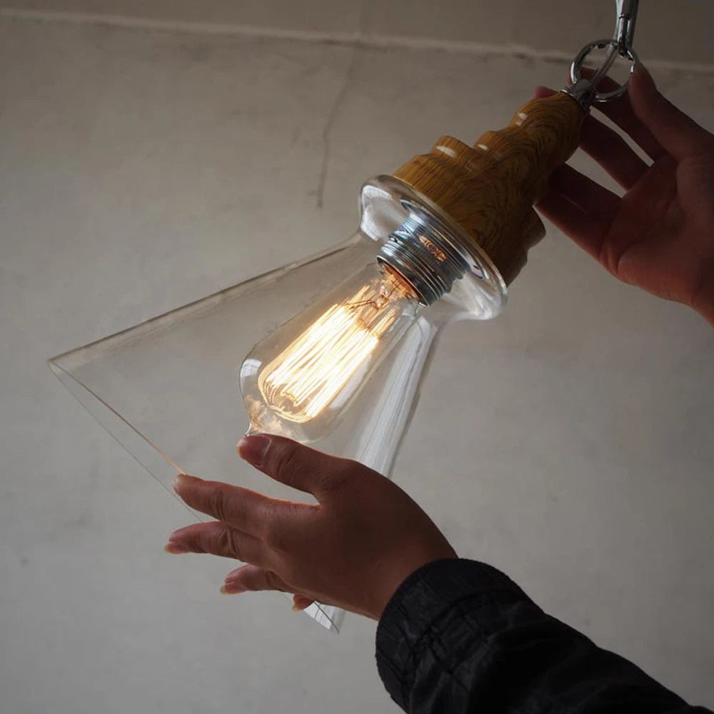 Lunari Nordic Glass & Wood Pendant Light | Designer Hanging Lamp