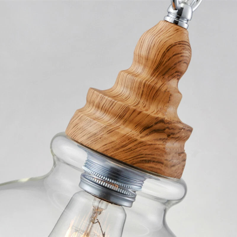 Lunari Nordic Glass & Wood Pendant Light | Designer Hanging Lamp