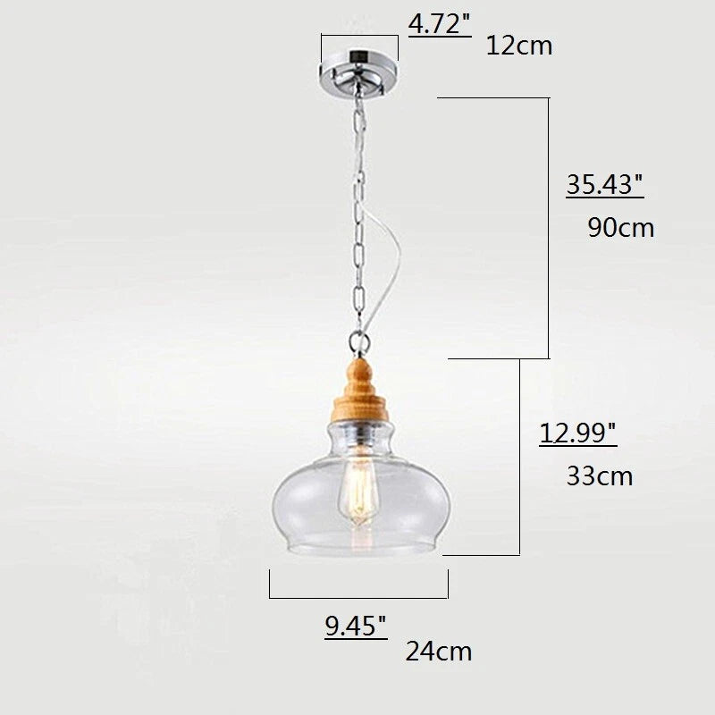 Lunari Nordic Glass & Wood Pendant Light | Designer Hanging Lamp