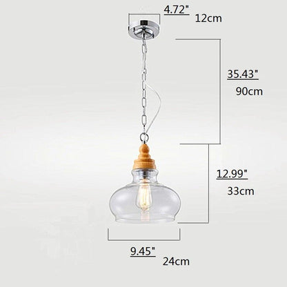 Lunari Nordic Glass & Wood Pendant Light | Designer Hanging Lamp