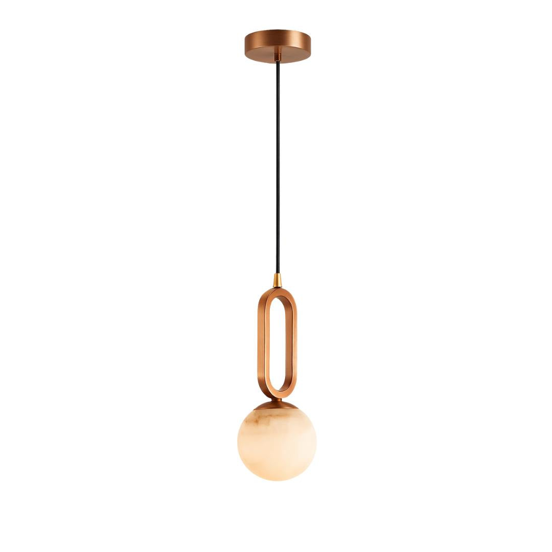 Lunaris Pendant Lamp | Handcrafted Marble Ball with Copper and Black Accents - Styyler