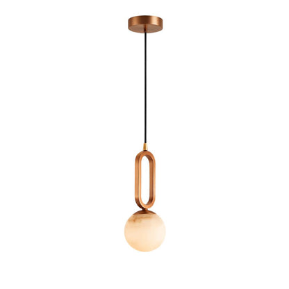Lunaris Pendant Lamp | Handcrafted Marble Ball with Copper and Black Accents - Styyler