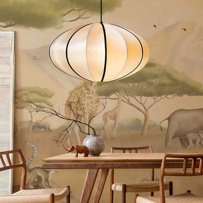 AIRI Satin Pendant Light | Japanese Style Fabric Lantern in Cream White - Styyler