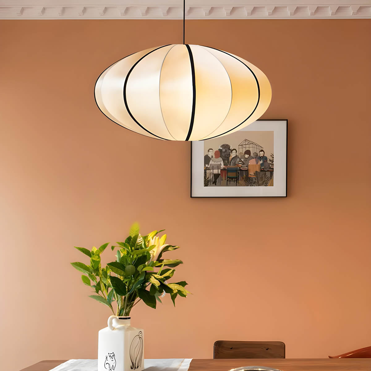 AIRI Satin Pendant Light | Japanese Style Fabric Lantern in Cream White - Styyler