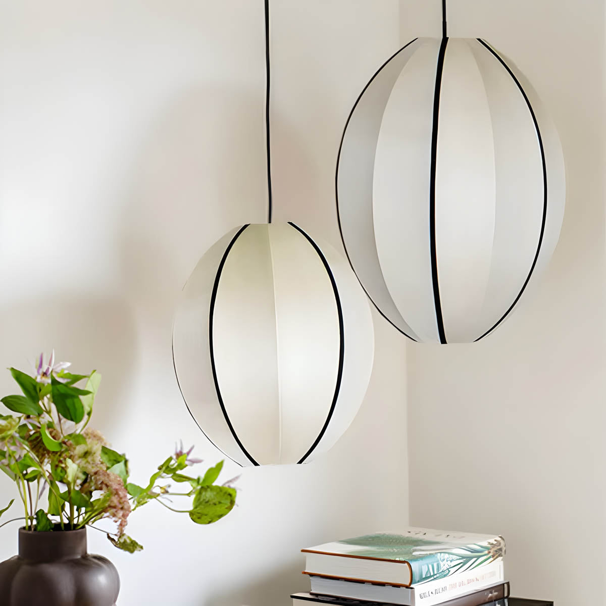 AIRI Satin Pendant Light | Japanese Style Fabric Lantern in Cream White - Styyler