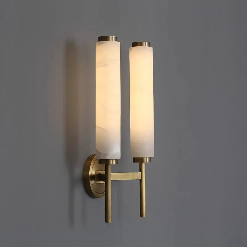 Marble Wall Lamp Sconce with Contemporary Design and Soft Illumination in White and Gold 1