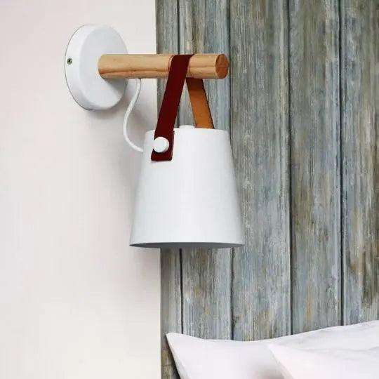 Marit Wall Light Sconce in Black or White Finish, Nordic Wooden Design for Soft Ambient Light 6