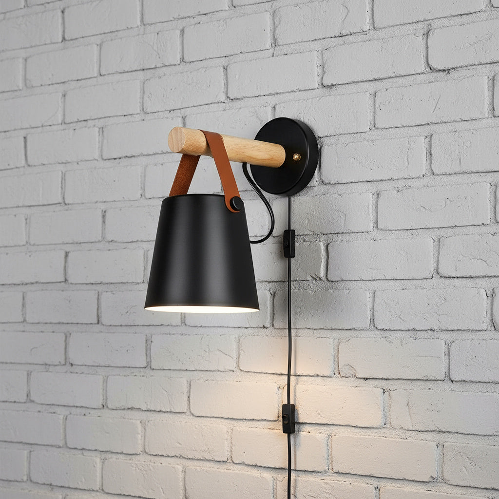 Marit Wall Light Sconce in Black or White Finish, Nordic Wooden Design for Soft Ambient Light 9