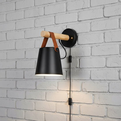 Marit Wall Light Sconce in Black or White Finish, Nordic Wooden Design for Soft Ambient Light 9