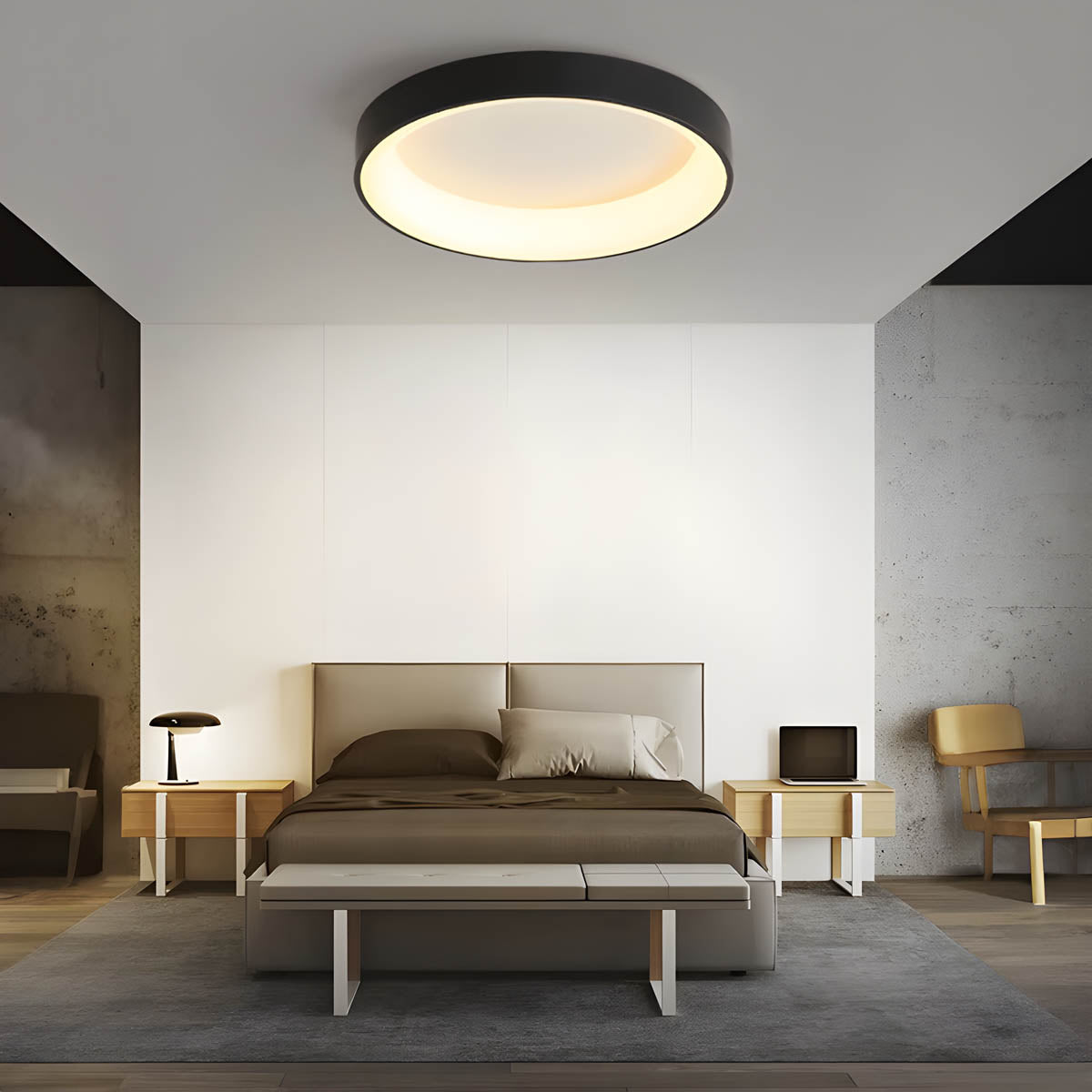 LUMAIRE – Modern LED Ceiling Light | Minimalist Surface-Mount Fixture in Black, Grey, or White - Styyler