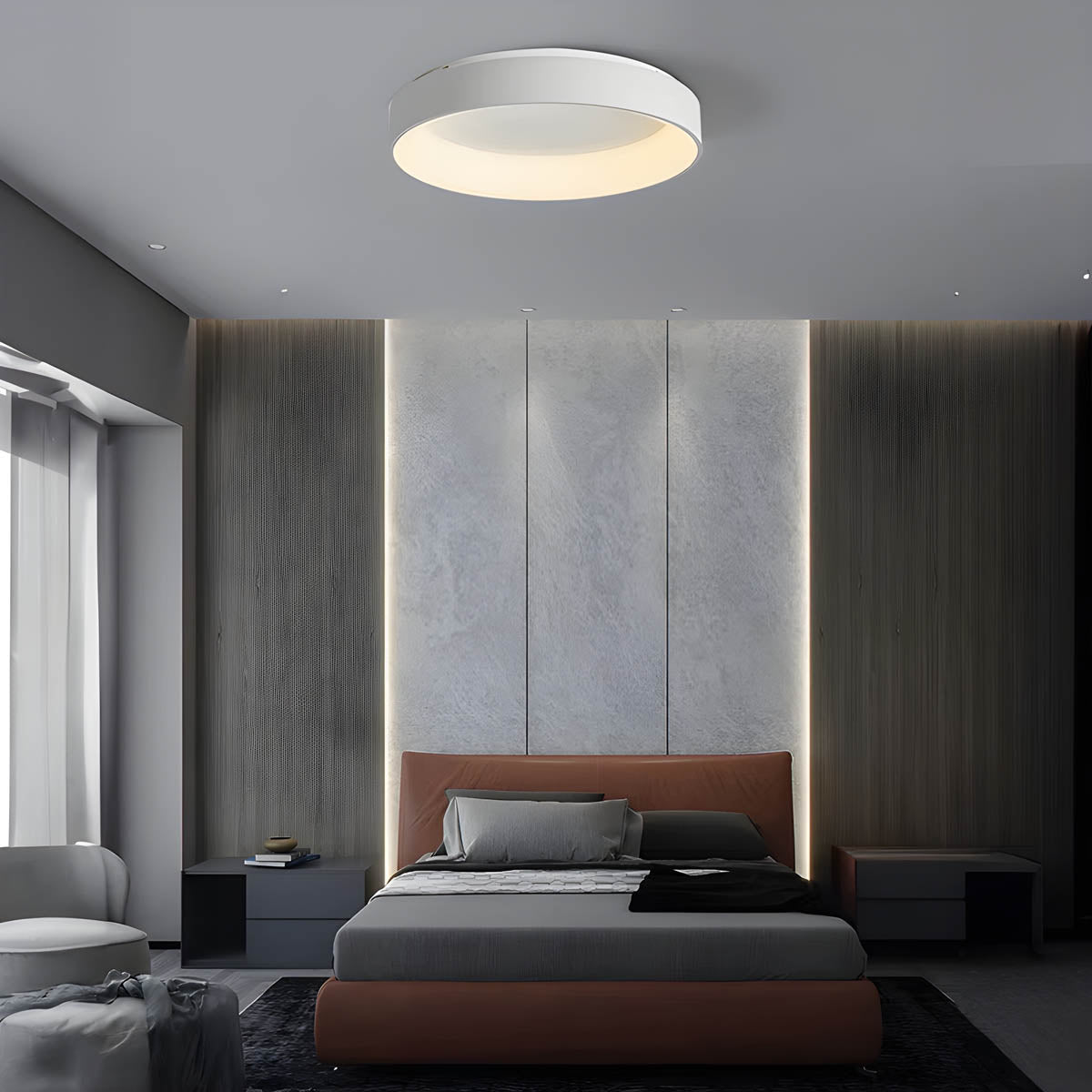 LUMAIRE – Modern LED Ceiling Light | Minimalist Surface-Mount Fixture in Black, Grey, or White - Styyler
