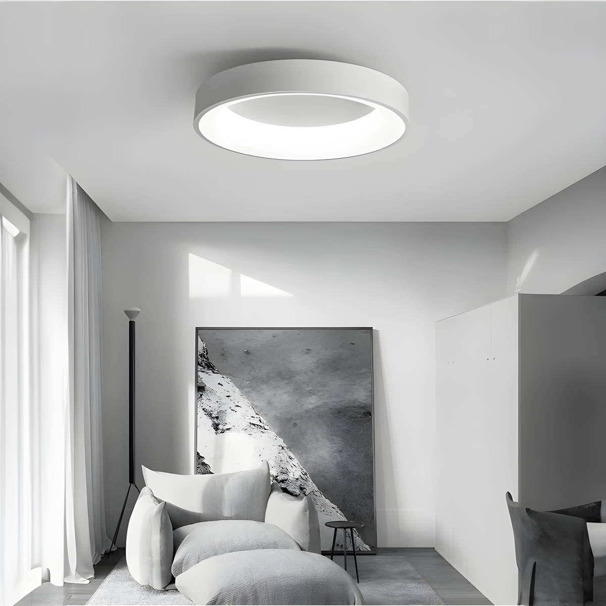 LUMAIRE – Modern LED Ceiling Light | Minimalist Surface-Mount Fixture in Black, Grey, or White - Styyler