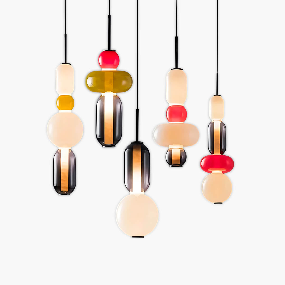 ZIRKA Modern Coloured Glass Pendant Light, Adjustable Ceiling Light with Dimmable LED Options - Styyler