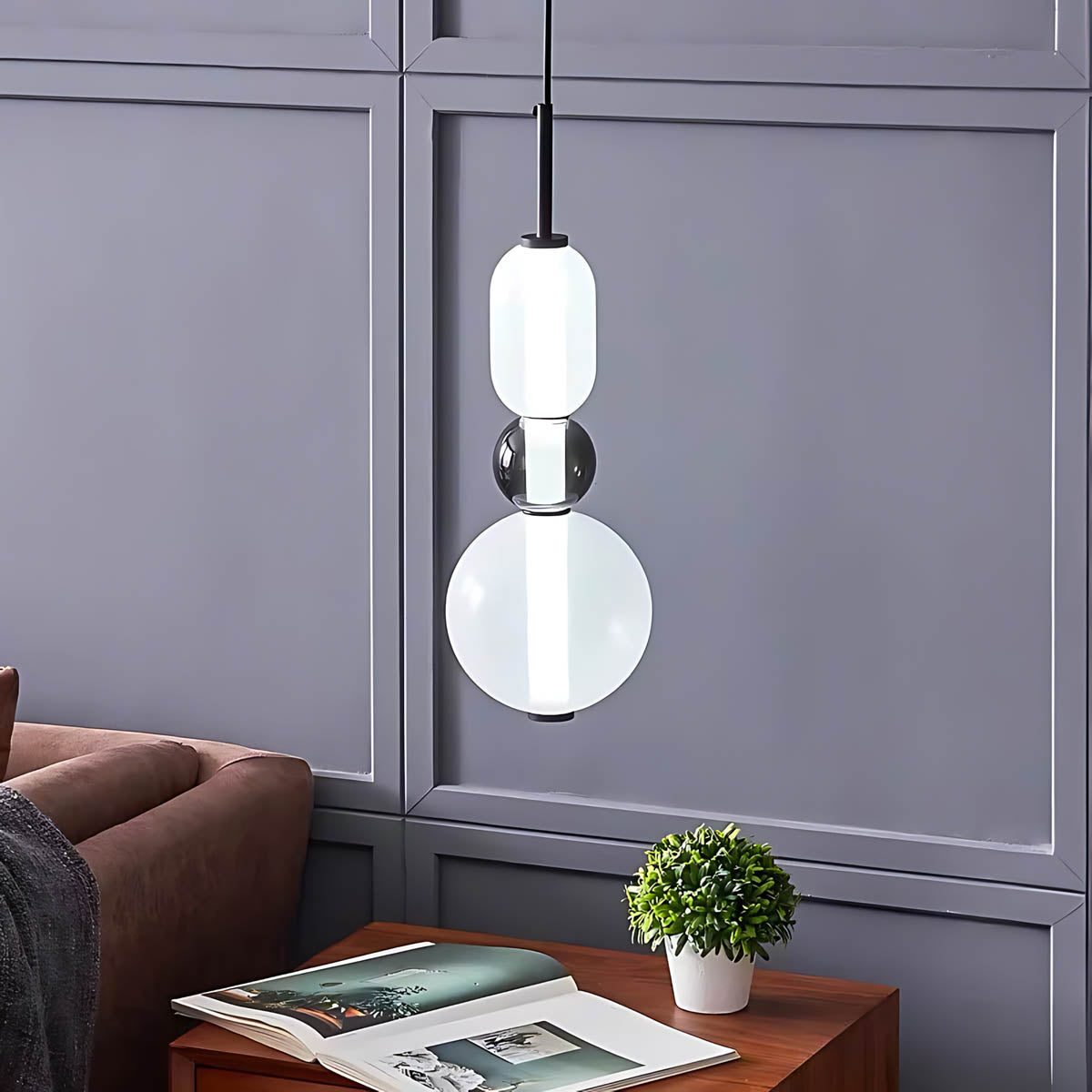 ZIRKA Modern Coloured Glass Pendant Light, Adjustable Ceiling Light with Dimmable LED Options - Styyler