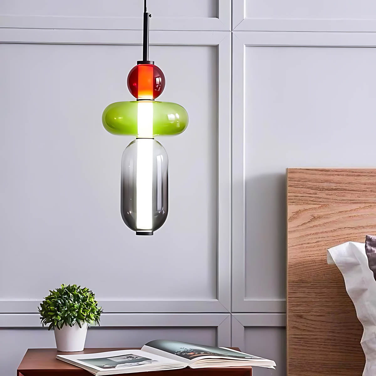 ZIRKA Modern Coloured Glass Pendant Light, Adjustable Ceiling Light with Dimmable LED Options - Styyler