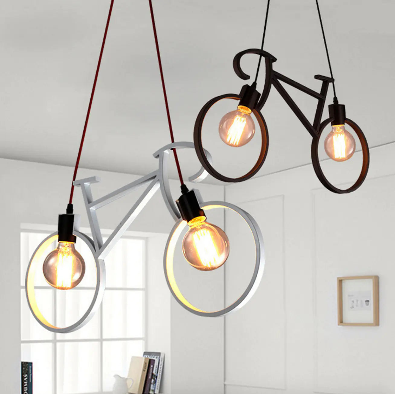 Nordic Modern Minimalist Double-Head Bicycle Pendant Light