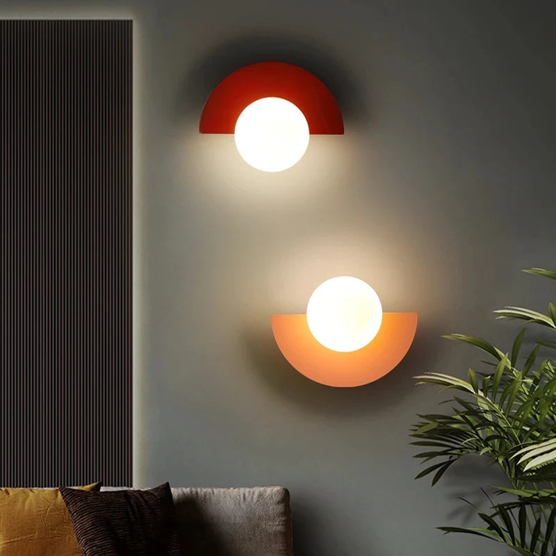 Nordic Design Colorful Halfmoon Wall Sconce Lighting with LED Light and Touch Switch, Modern Wall Lamp for Living Room and Bedroom 1