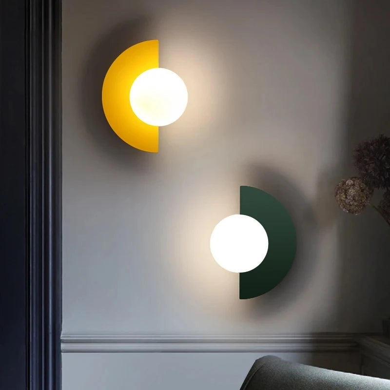Nordic Design Colorful Halfmoon Wall Sconce Lighting with LED Light and Touch Switch, Modern Wall Lamp for Living Room and Bedroom 2