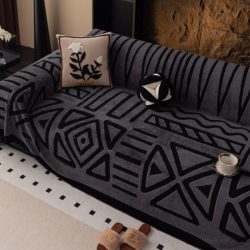TRIBO Boho Style Plush Sofa Cover | Easy Clean Couch Protection