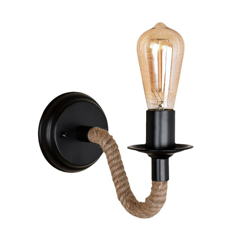 LumoKnot Industrial Rope Wall Lamp | Modern Wall Lighting with Metal & Wood Accents, CE Certified
