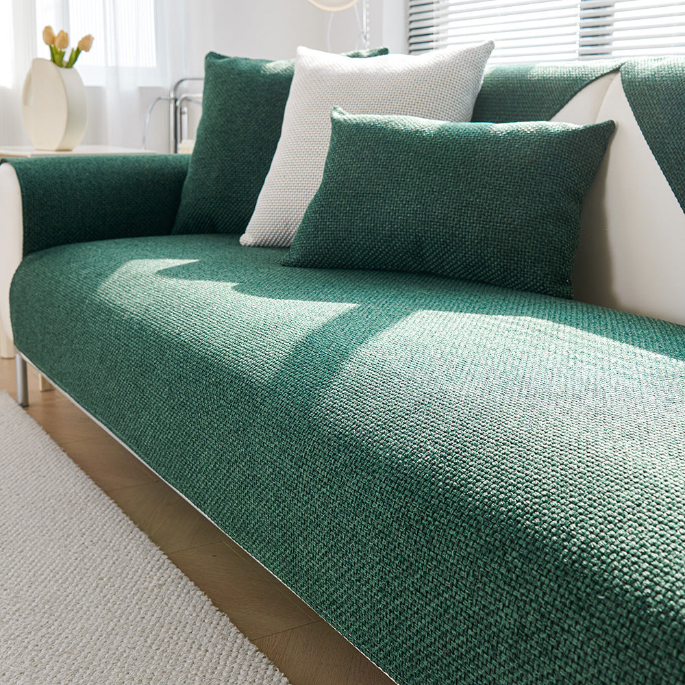 VALLA Linen Sofa Cover | Solid Colour Non-Slip Easy Clean Couch Protector