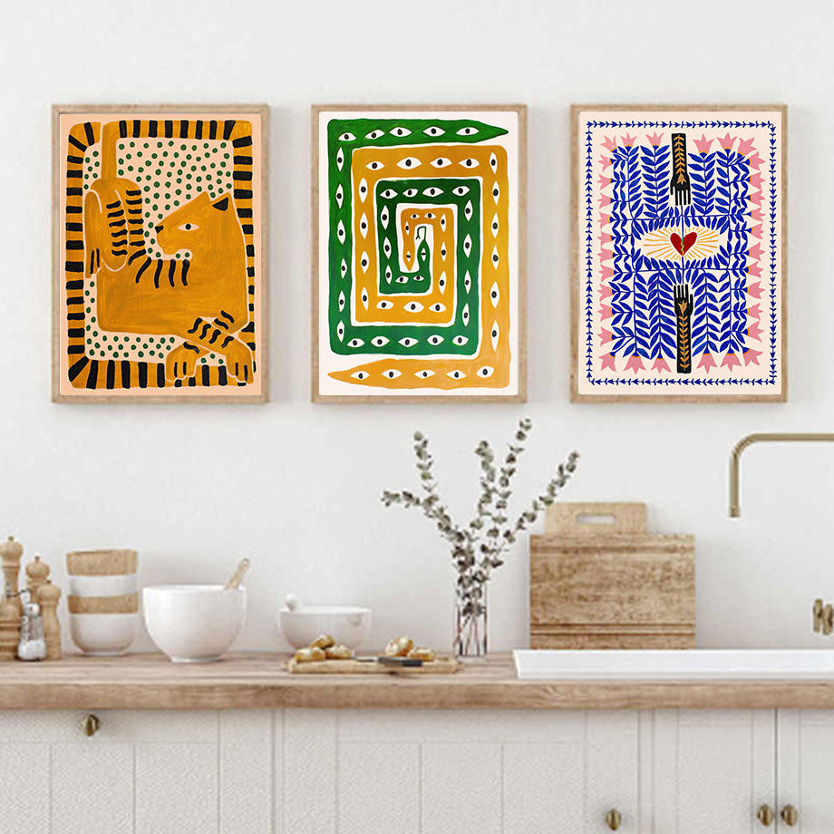 Tropica Folk Art Prints | Modern Botanical Wall Art on Canvas