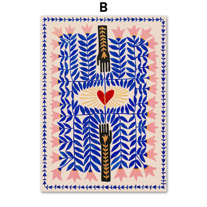 Tropica Folk Art Prints | Modern Botanical Wall Art on Canvas