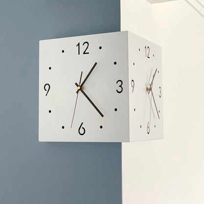 TYME Corner Clock | Double-Sided Modern Wall Clock for Living Room