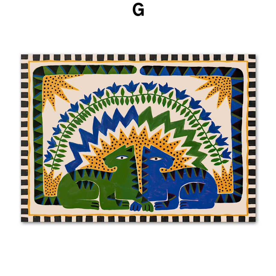 Tropica Folk Art Prints | Modern Botanical Wall Art on Canvas