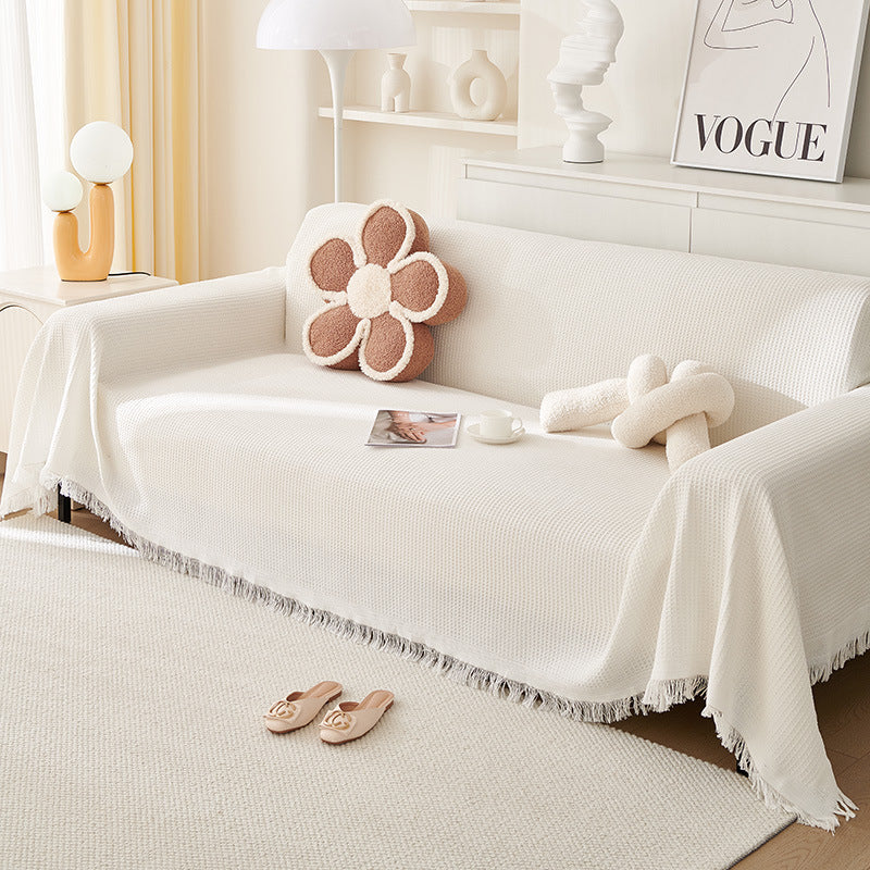 Kalmea Japandi Sofa Cover | Machine Washable Couch Protector with Tassel Edge