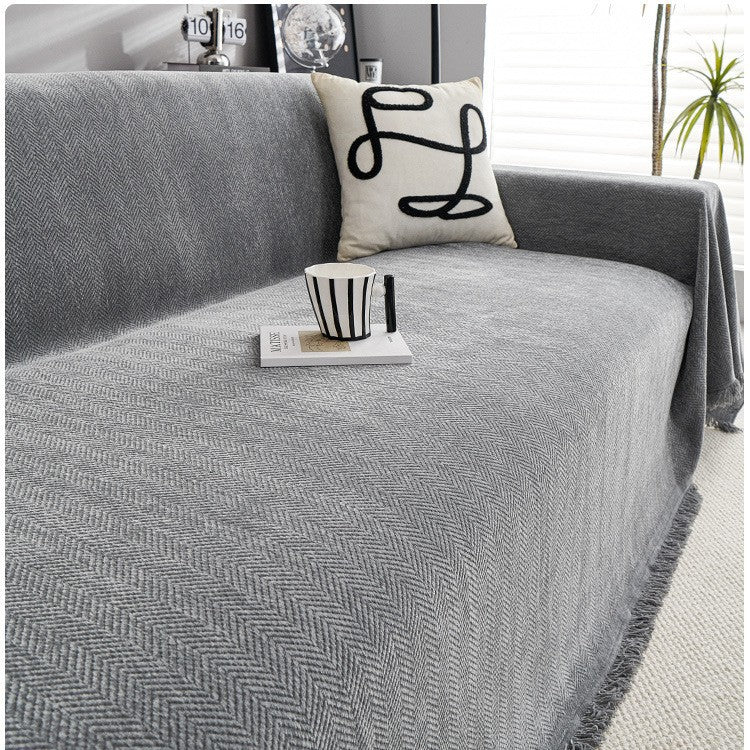 Hemingway Durable Pet-Friendly Herringbone Sofa Cover |Soft Fabric Sofa Protector | Machine Washable