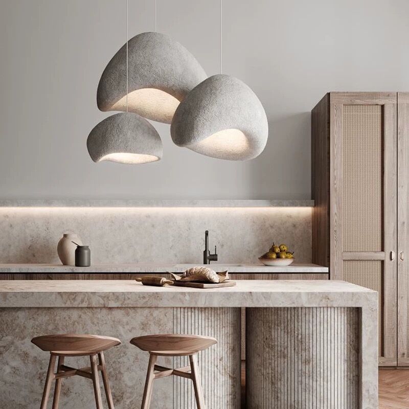 Kumo Pendant Light | Minimalist Sculptural Ceiling Lamp in White or Pebble Gray