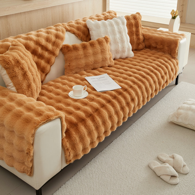 FURRY Warm Plush Feel Thickened Sofa Cover | Pet Friendly and Machine Washable - Styyler