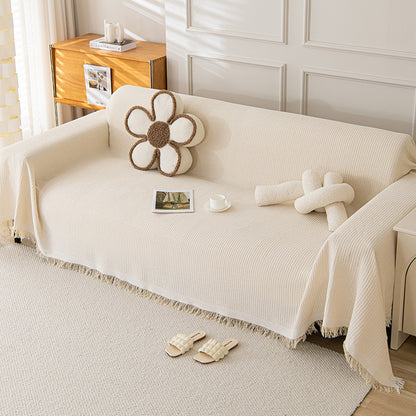 Kalmea Japandi Sofa Cover | Machine Washable Couch Protector with Tassel Edge