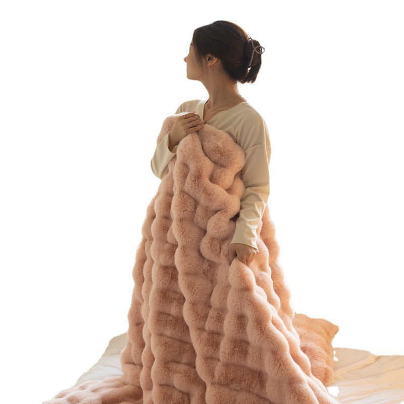Veloura Luxe Faux Rabbit Fur Blanket | Ultra Soft Luxurious Feel Bed Cover